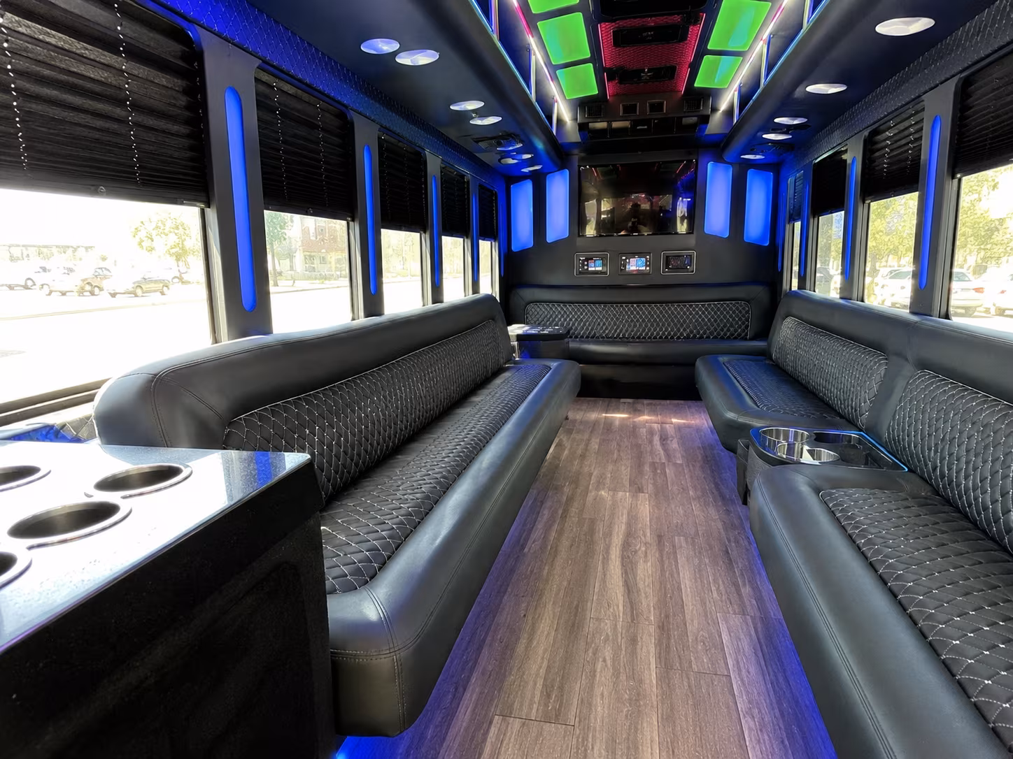 yuba city 15 passenger party bus inside