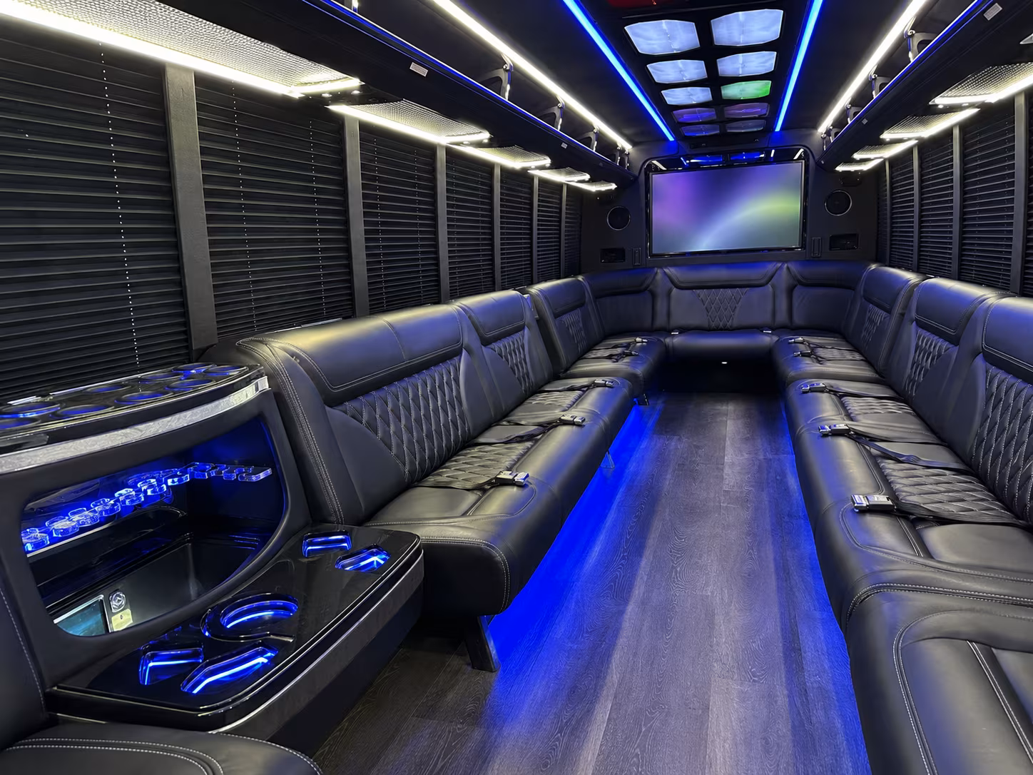 yuba city 20 passenger party bus inside