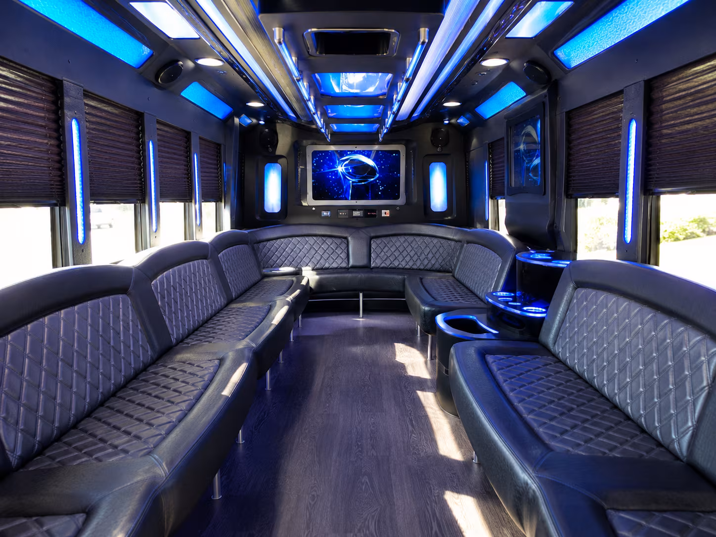 yuba city 28 passenger party bus inside