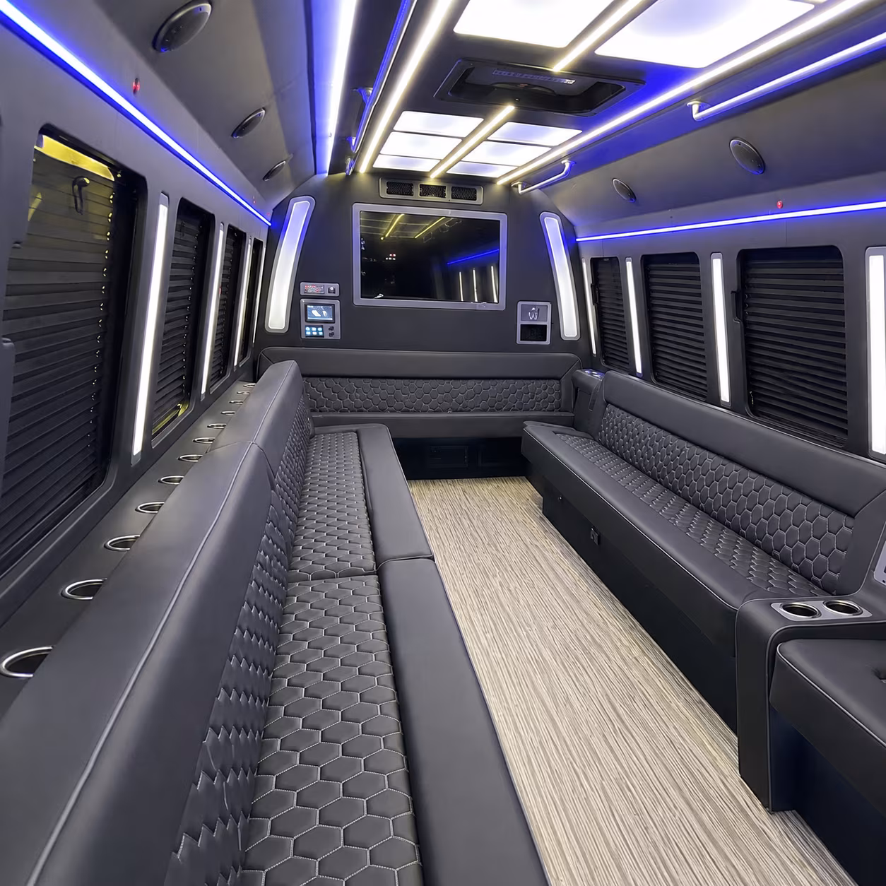 yuba city 40 passenger party bus inside