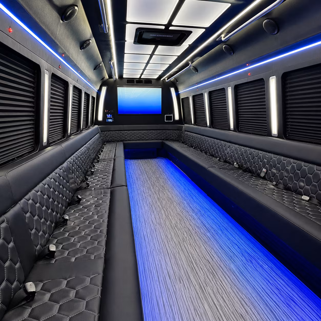 yuba city 50 passenger party bus inside